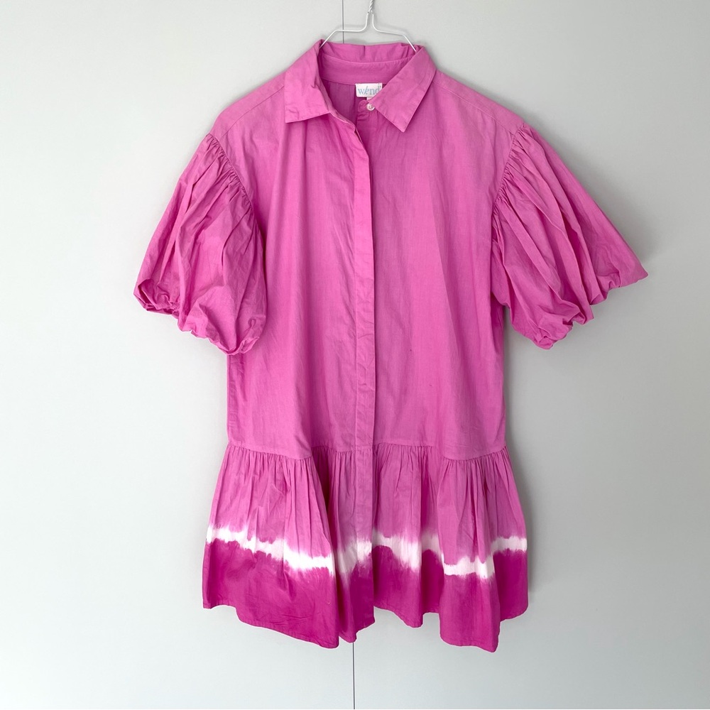 WKND Mallorca Frock It Shirt Dress in Hand-dip Hot Pink - Picture 3 of 8